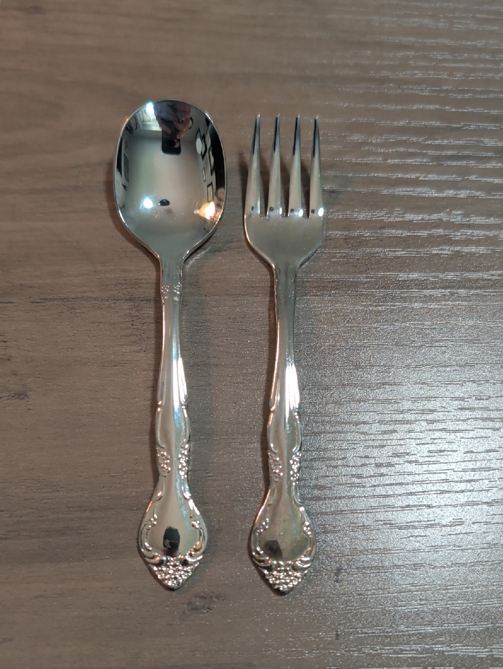 Toddler Sized Oneida Silver Plated Spoon and Fork Set